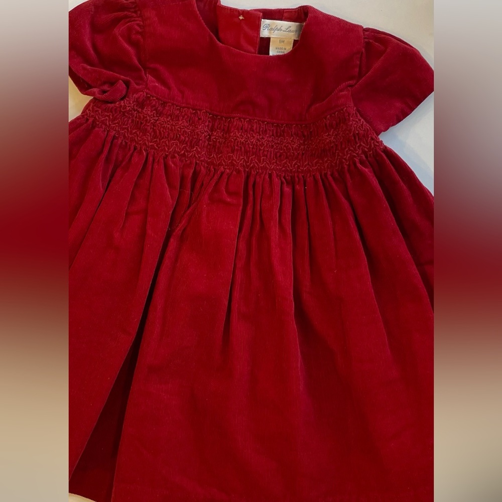 Ralph Lauren Smocked Red Corduroy Dress Size 6 Months